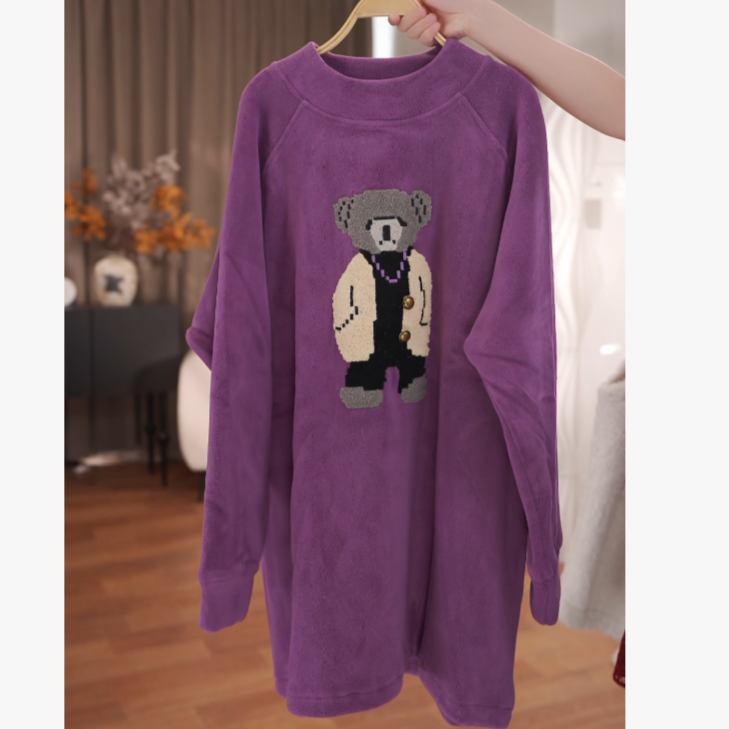 【现货】秋冬韩版小熊刺绣圆领百搭休闲连帽卫衣241224/241225