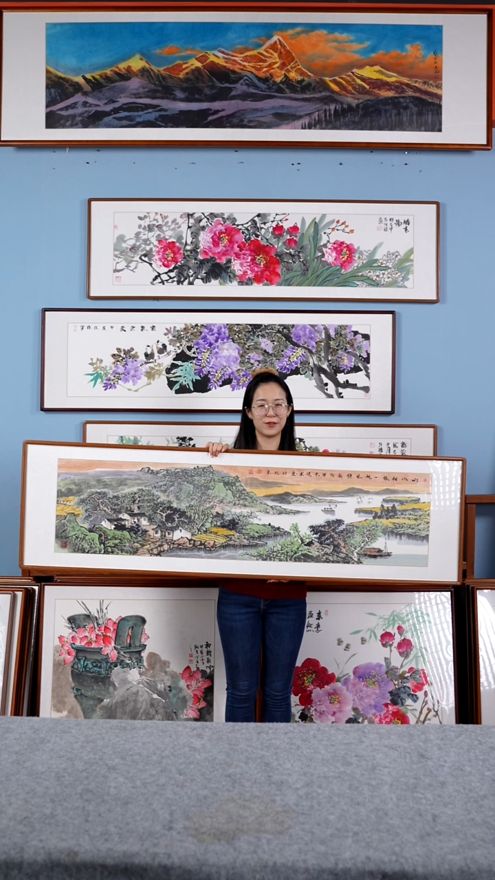 【闪购商品】国画张现军《山水相依一帆风顺》162*47