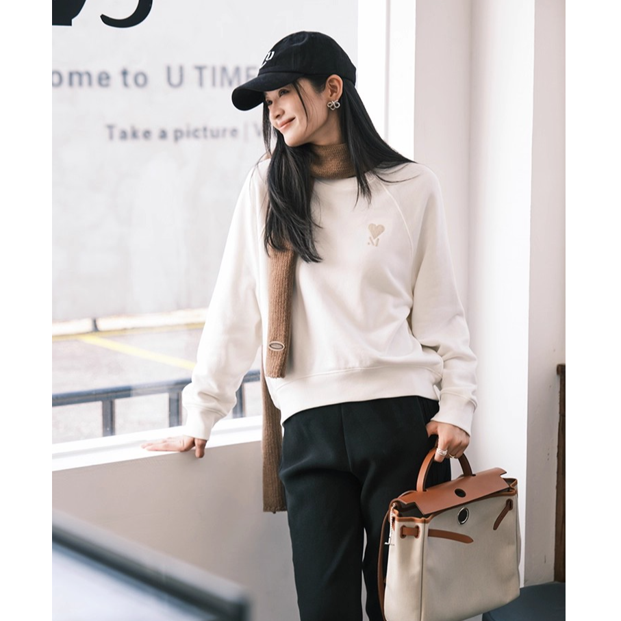 【特价捡漏】 奶油甜心卫衣毛巾锁链绣|美式爱心字母圆领休闲上衣