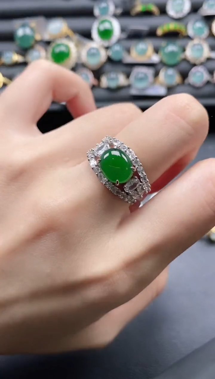 【闪购商品】翡翠戒指银S925镶嵌1111