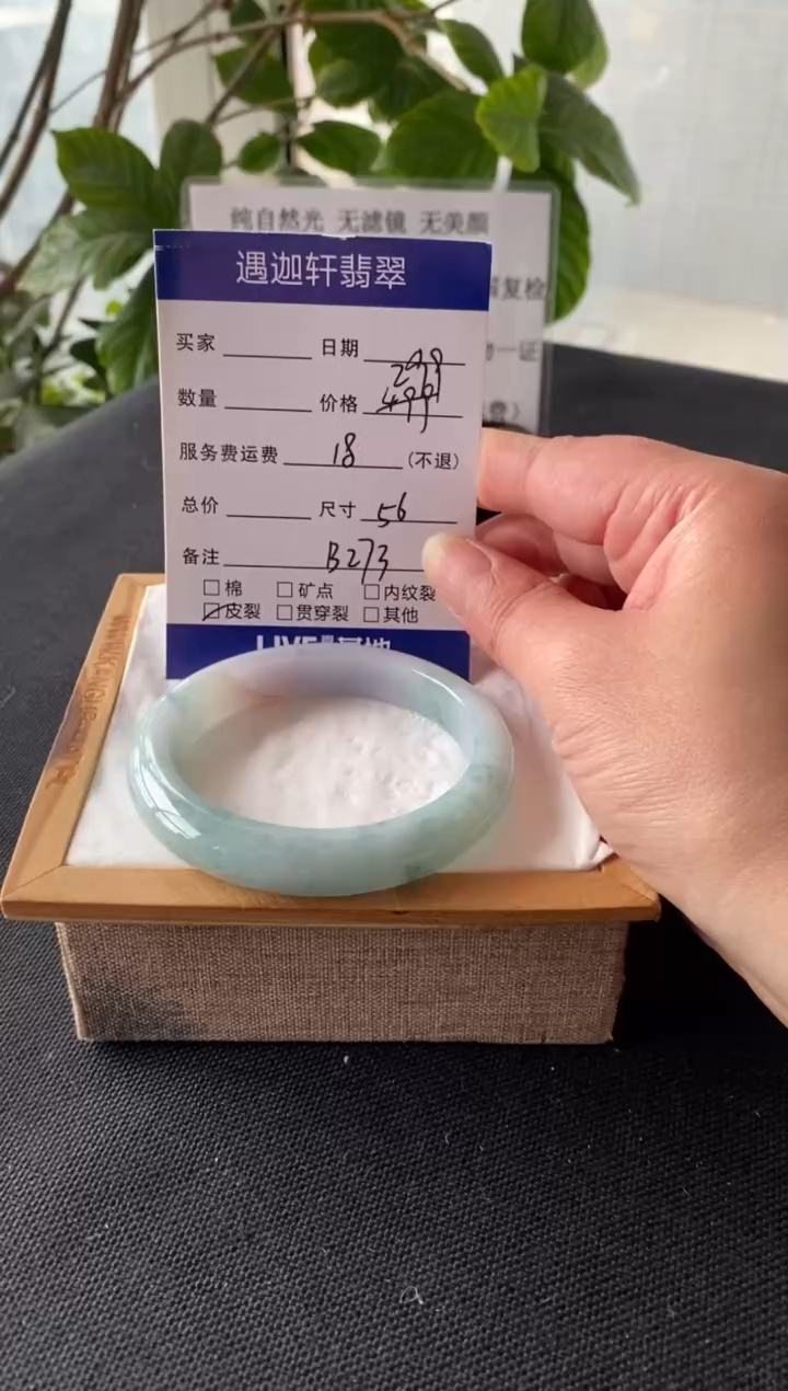 【闪购商品】翡翠手镯未镶嵌56圈口 B273编码