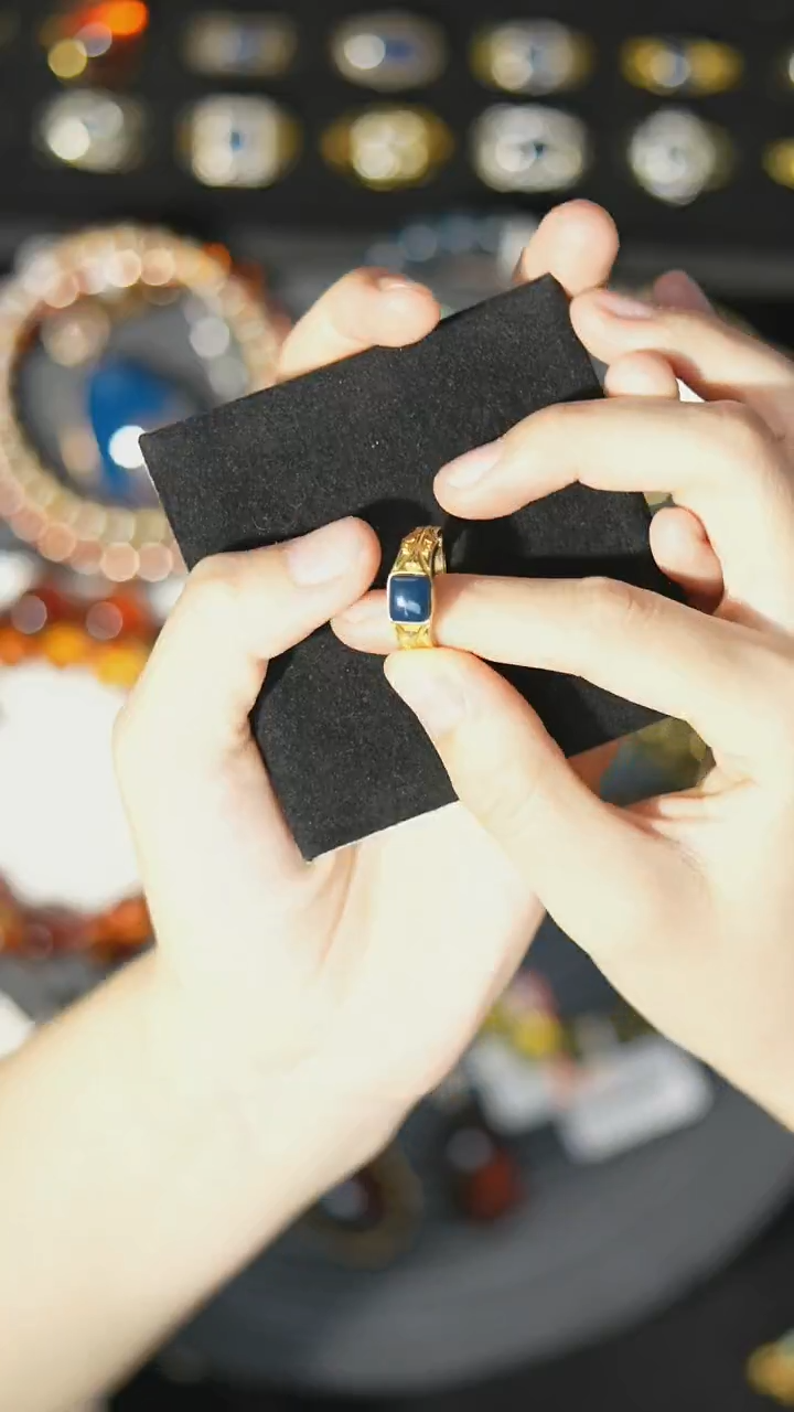 【闪购商品】琥珀裸石银S925镶嵌非净水多米银戒