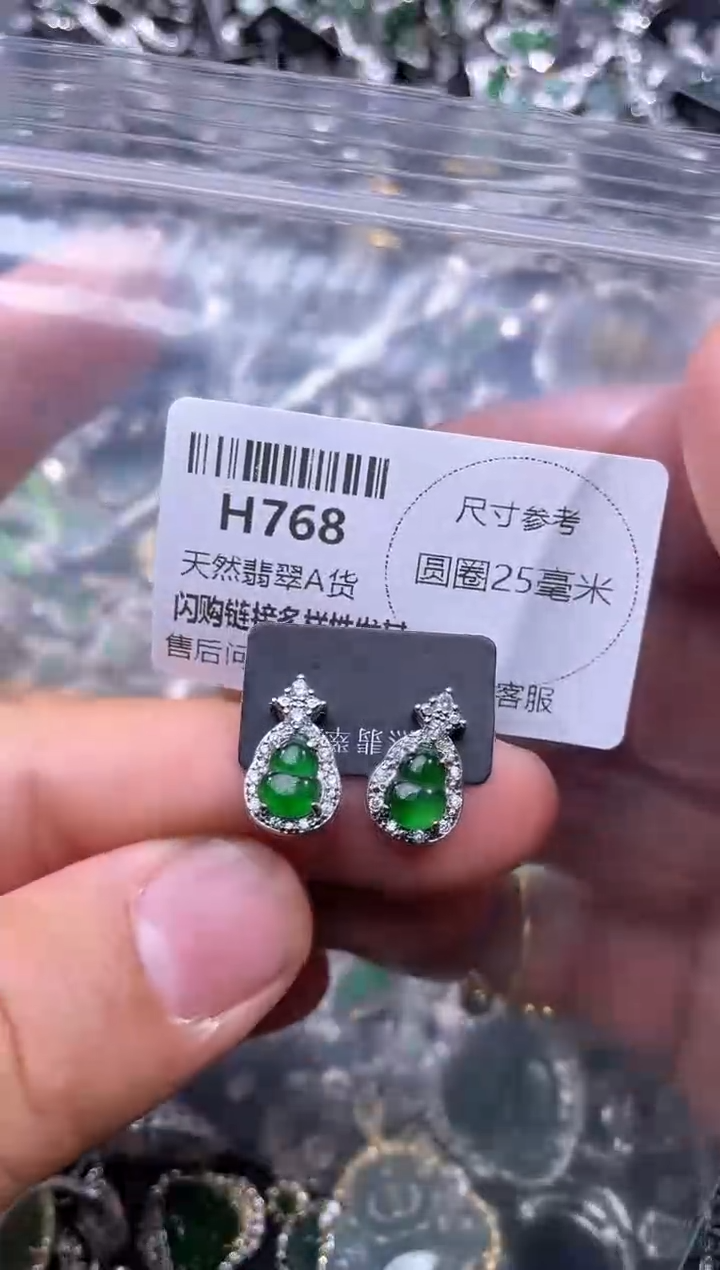 【闪购商品】翡翠颈饰未镶嵌H768耳钉