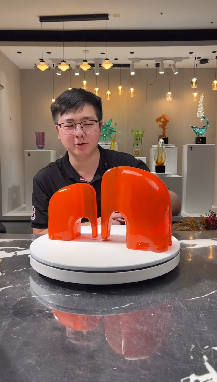 摆件巴比特美学-爱马仕橙大象一组