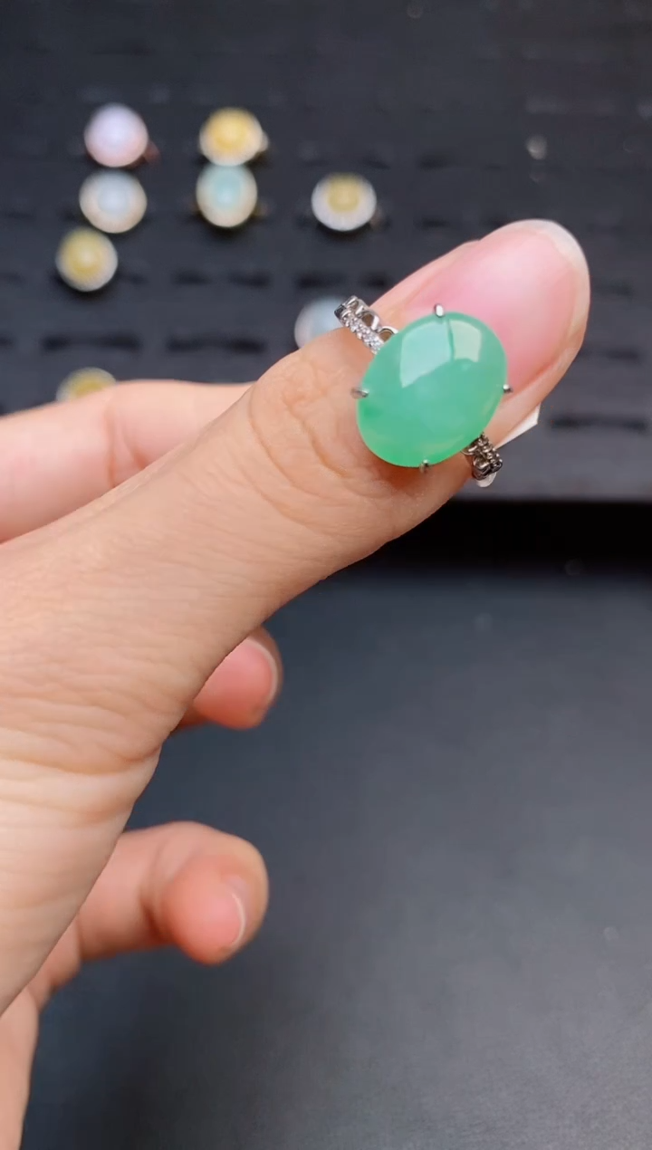 银S925镶嵌戒指翡翠1