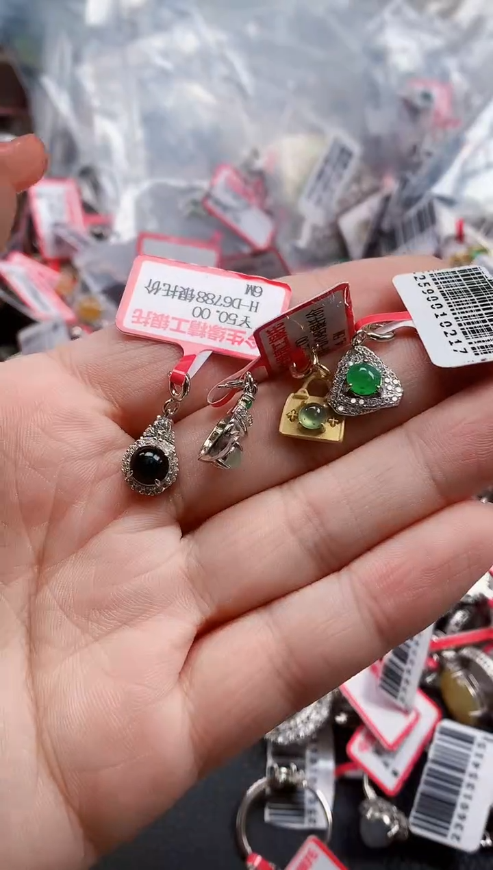 银S925镶嵌戒指翡翠天然A货缅甸翡翠