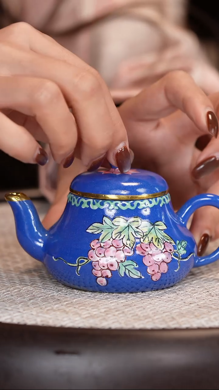 茶壶紫砂【薛建华】宝蓝釉君德