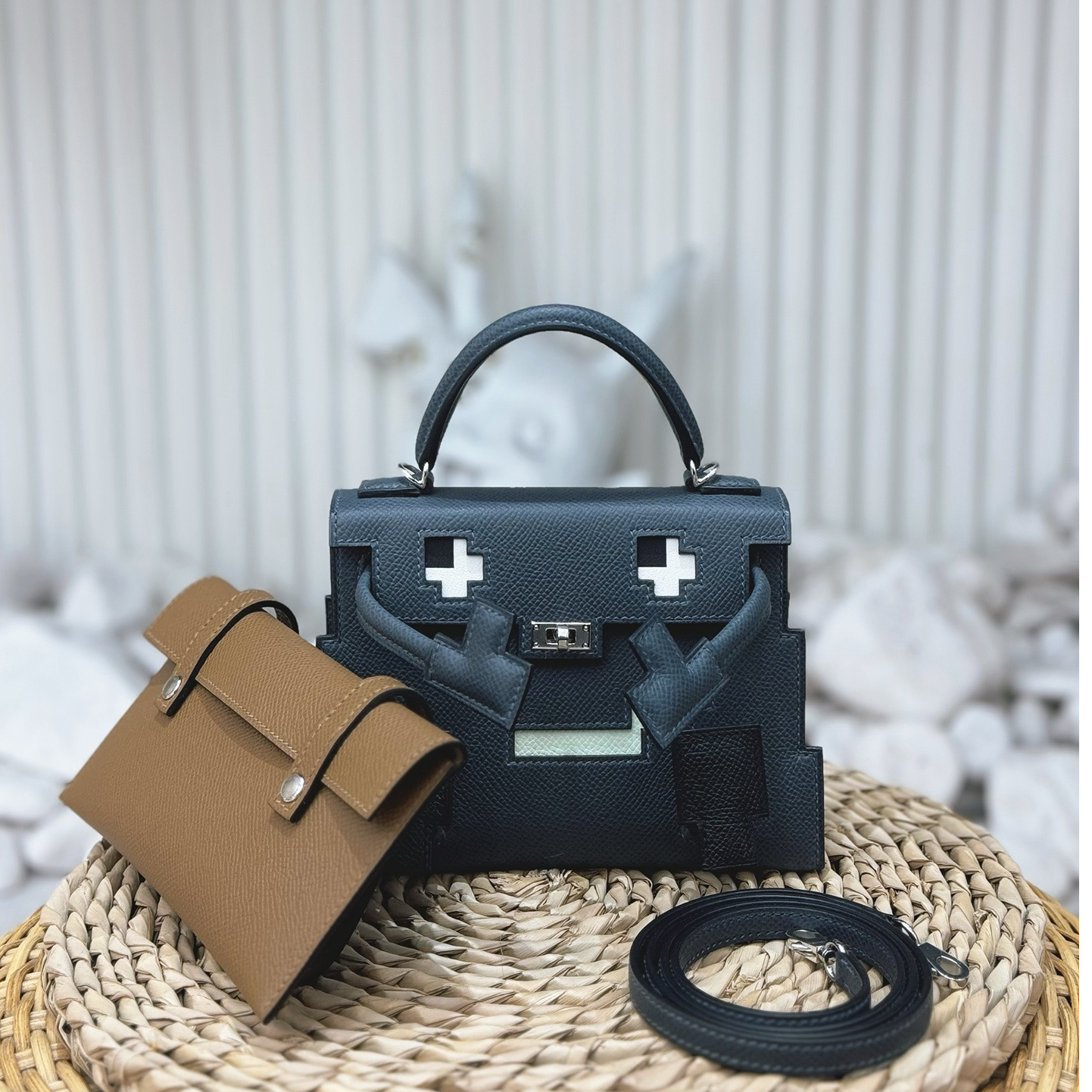 全新未使用 Hermes/爱马仕 Kelly doll  马赛克 雾霾灰  W刻