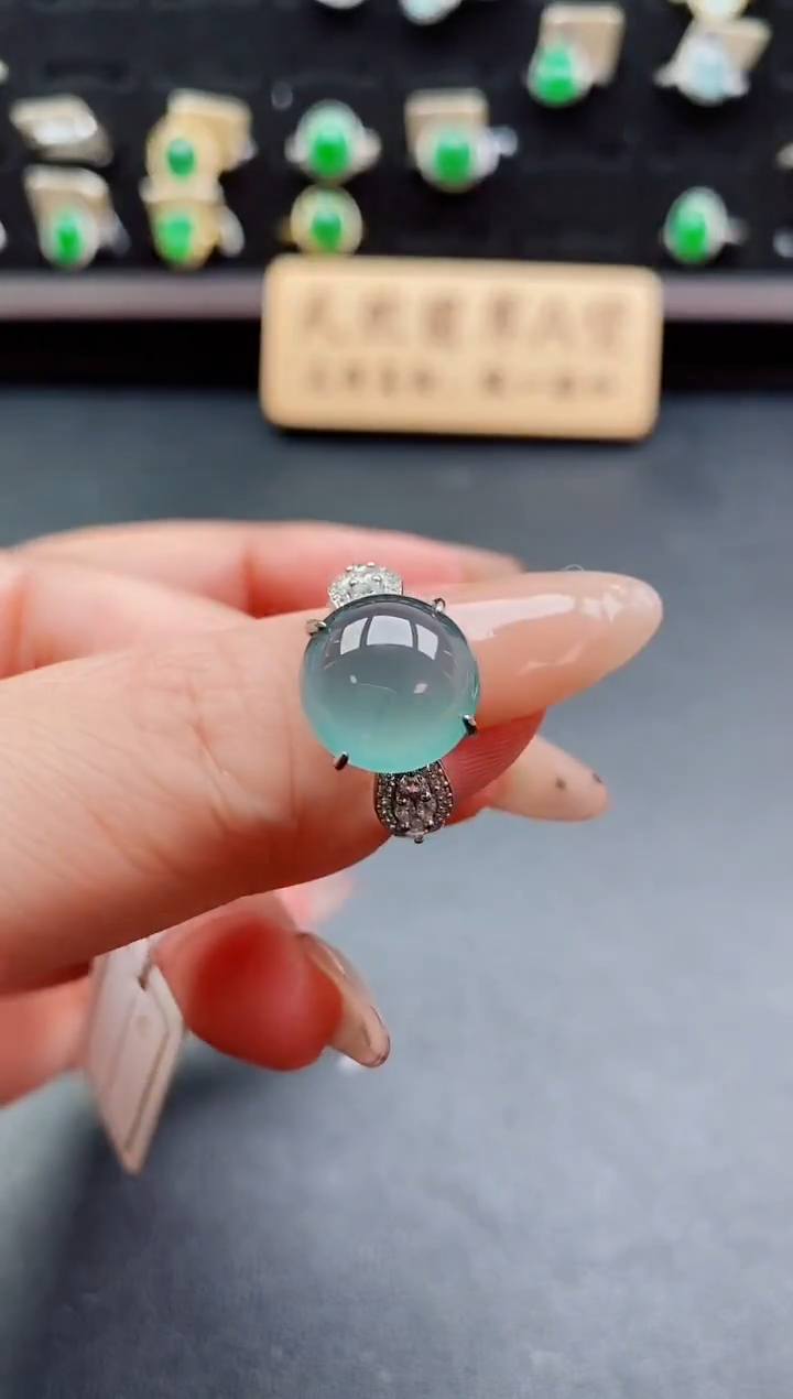 银S925镶嵌戒指翡翠12121