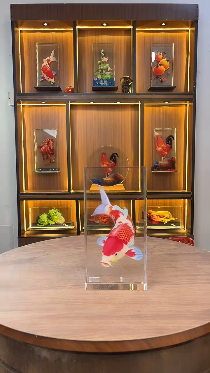 人造水晶外画锦鲤瑕疵20/10