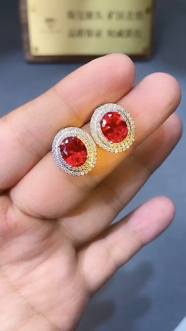 【闪购商品】红宝石耳饰银S925镶嵌354