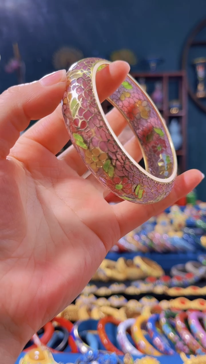 【闪购商品】非遗技艺 景泰蓝脱胎手镯 粉