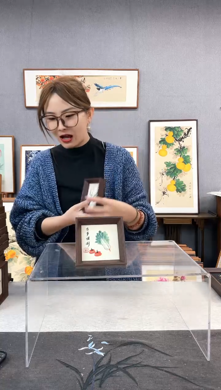 【闪购商品】国画5寸-小摆台作品-白菜