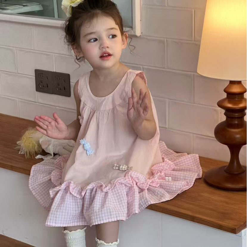 【糖果公主】棉小九 儿童格子吊带裙（小童）552254