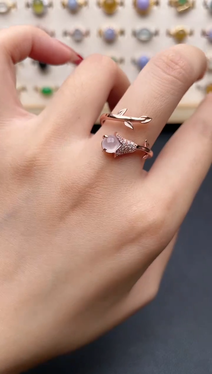 【闪购商品】翡翠戒指银S925镶嵌一物一证一礼盒