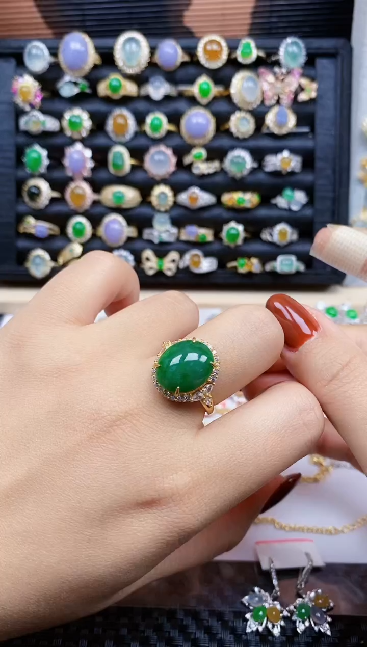 银S925镶嵌戒指翡翠180