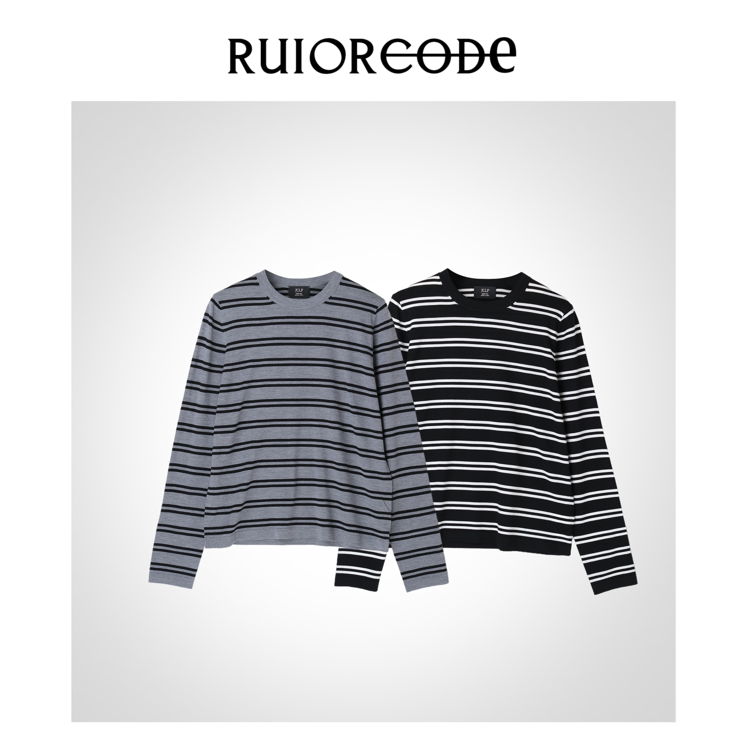【RUIORCODE】简约拼色条纹美丽诺羊毛圆领套头针织衫&理性消费