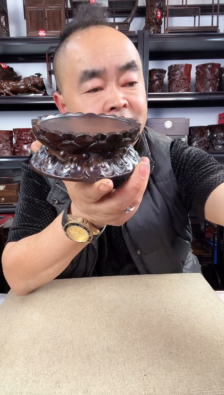 木老李红木工艺品莲花底座