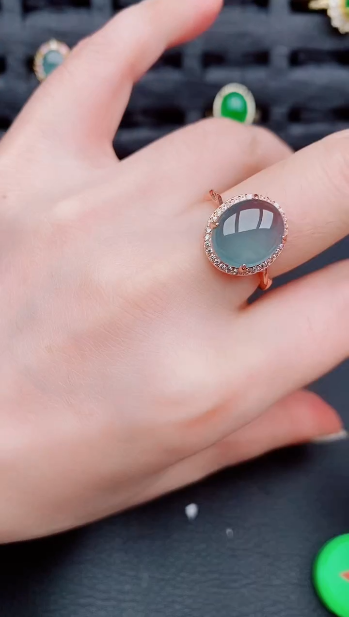 【闪购商品】翡翠戒指银S925镶嵌天然a货翡翠325