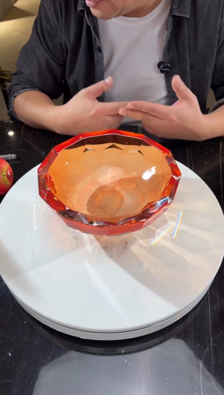 摆件CS0101001-1橙红色刻面小果碗