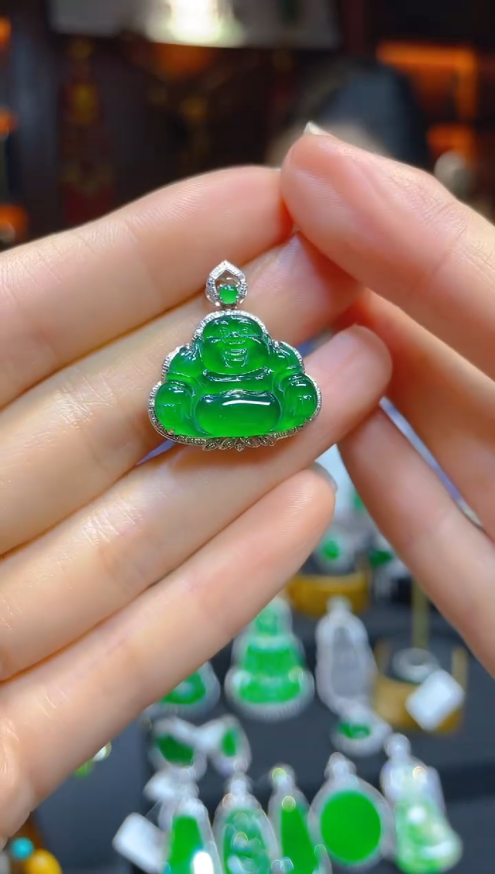 【闪购商品】翡翠颈饰18K金镶嵌120344天然A货翡翠佛公