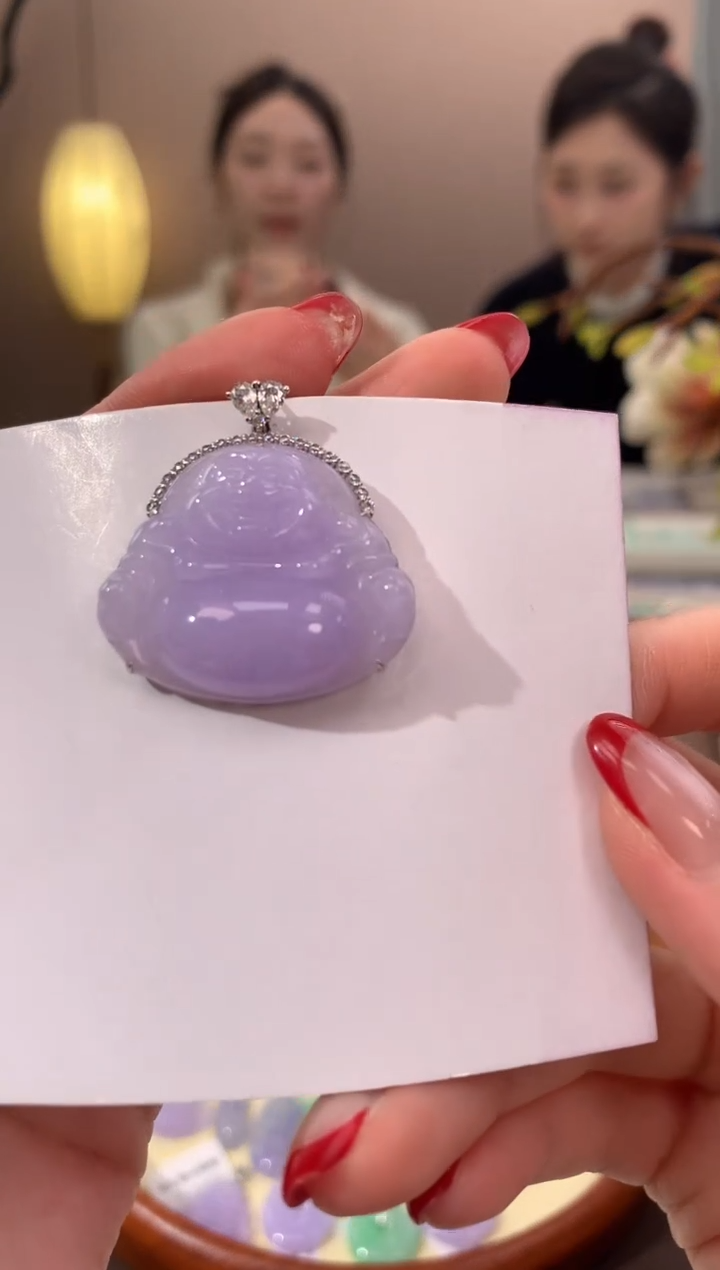 【闪购商品】翡翠颈饰18K金镶嵌天然缅甸a货翡翠