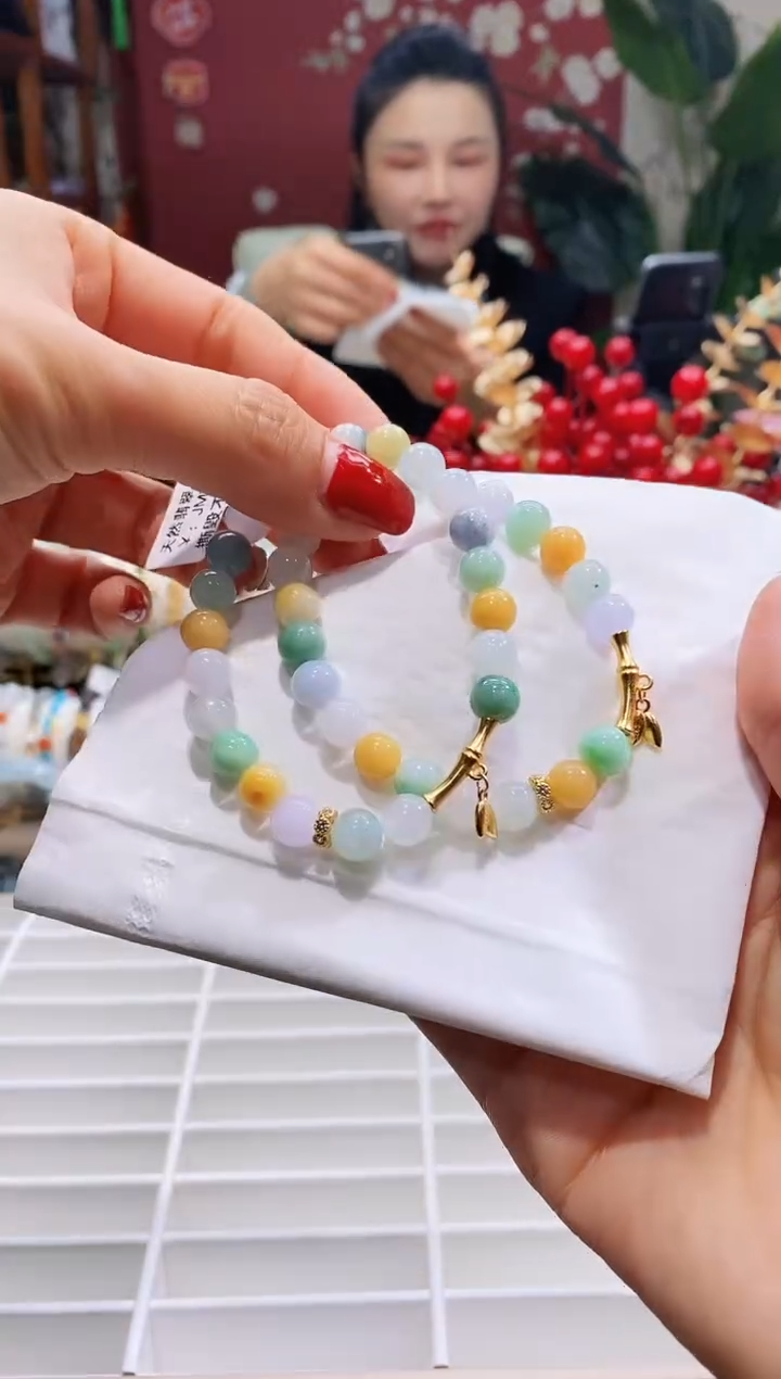 【闪购商品】翡翠手串银S925镶嵌43多宝竹节*多样性发其一