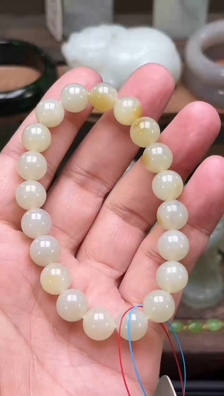 【闪购商品】和田玉手串未镶嵌卡10且末迪克兰带糖 圆珠9007913