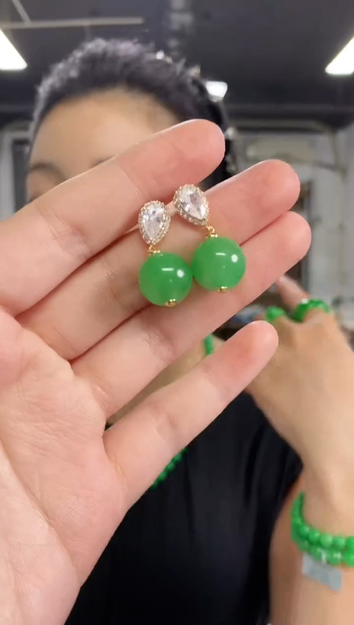 银S925镶嵌翡翠耳饰闪购链接  多样性发其一颜色微差