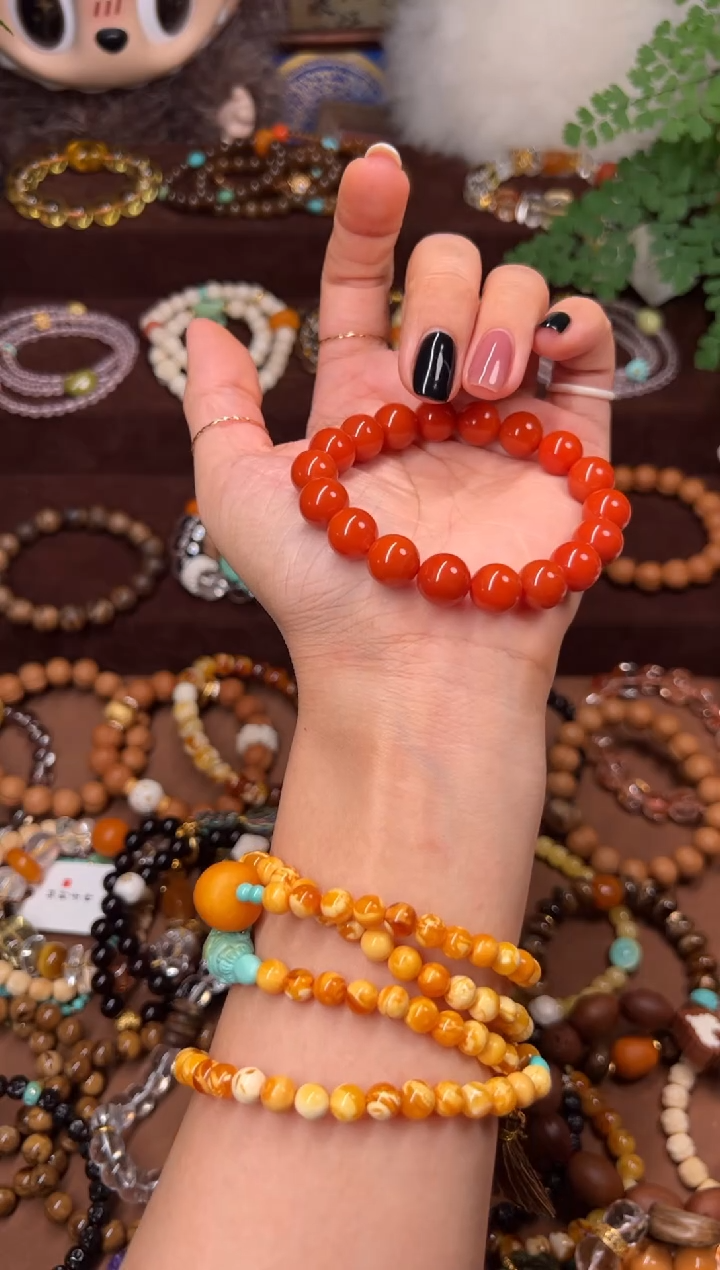 云南满肉红单圈手串10➕