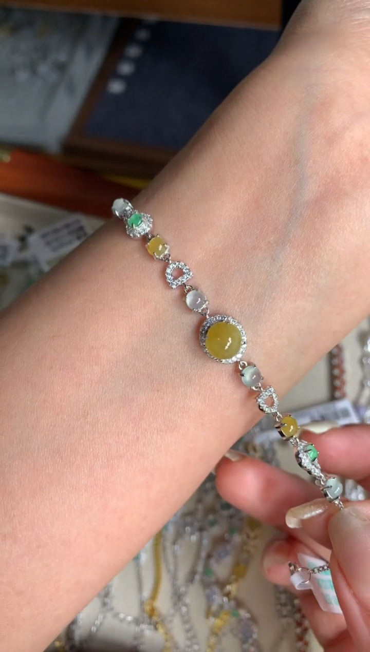 银S925镶嵌戒指翡翠手链