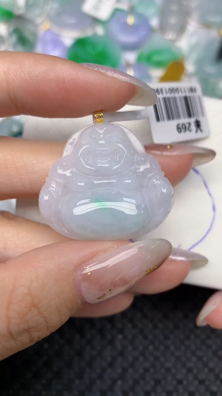 颈饰18K金镶嵌翡翠天然缅甸翡翠a货百元以上9元证书费自理