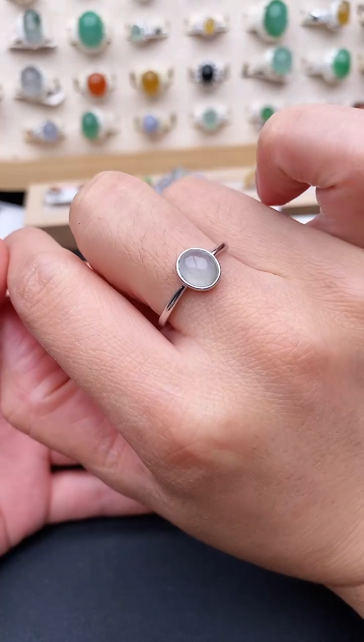 【闪购商品】翡翠戒指银S925镶嵌天然翡翠111   1+