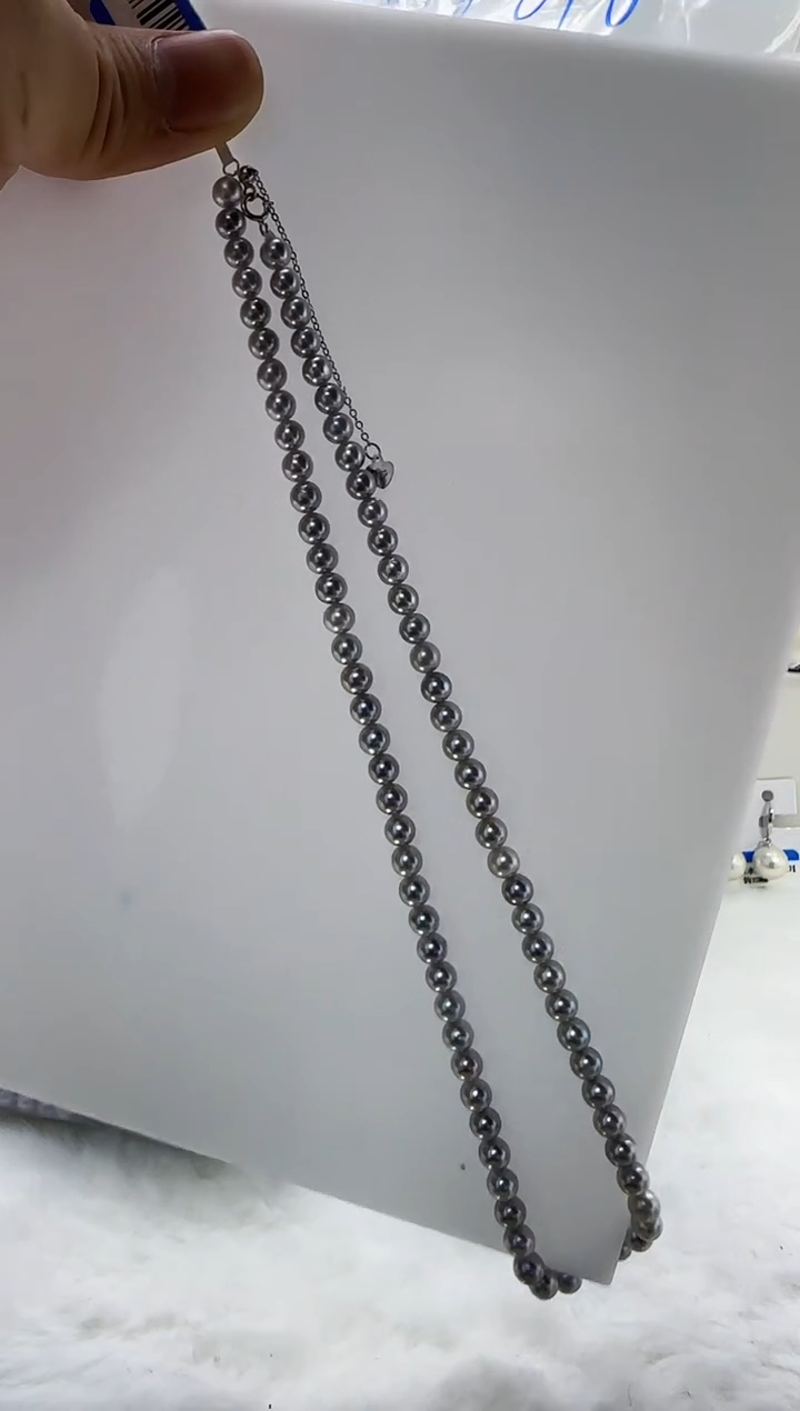 【闪购商品】海水珍珠DA银S925镶嵌t880 灰珠项链5