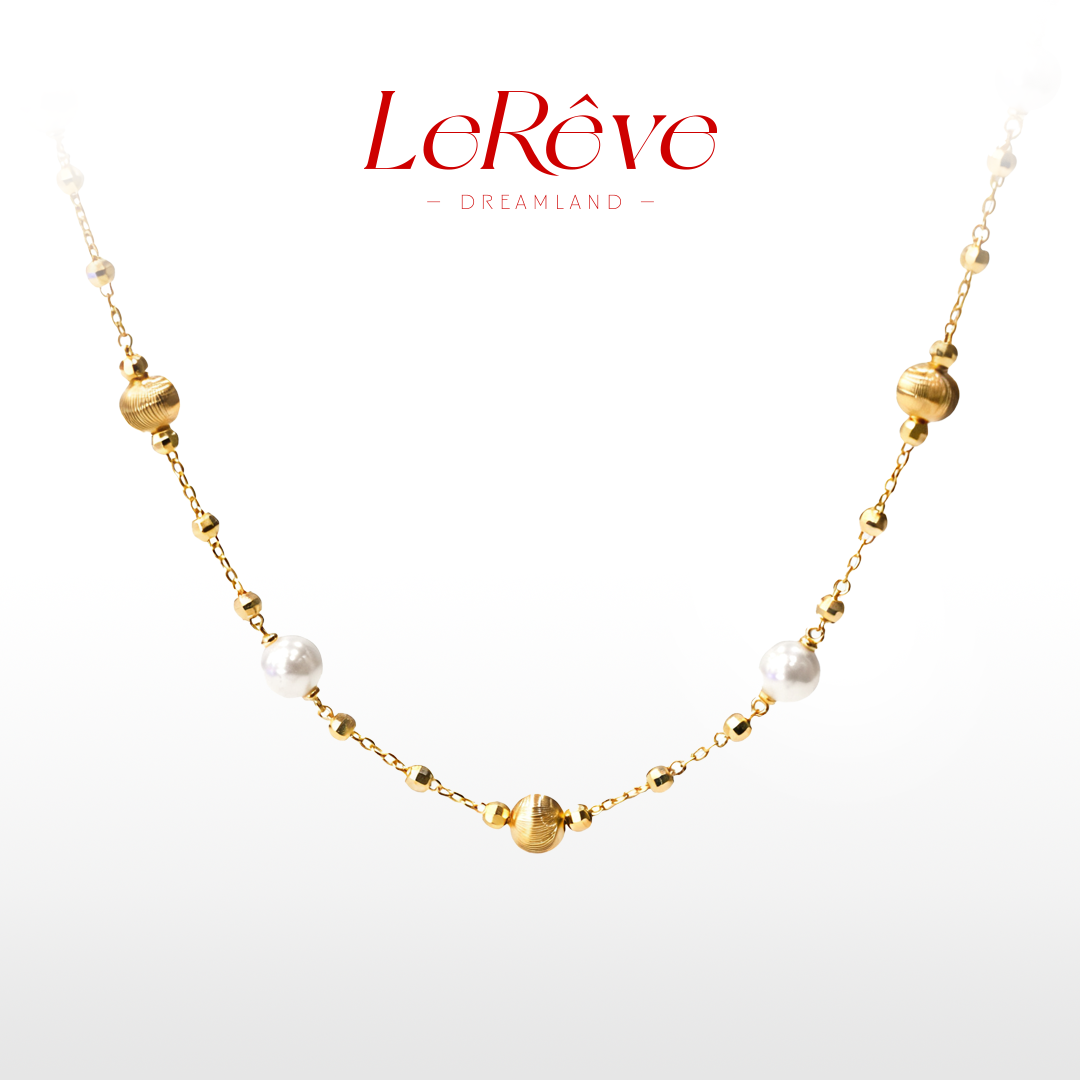 【LeReve满天星珍珠项链】镀金正圆极光仿珍珠项链