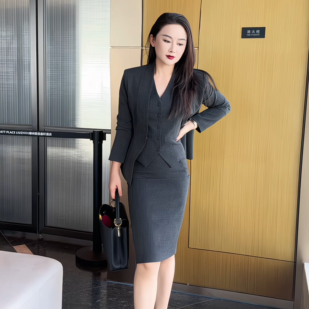 JIA SHI 西装裙套装气质时尚百搭显瘦修身通勤-TZ069+SC095+QB003