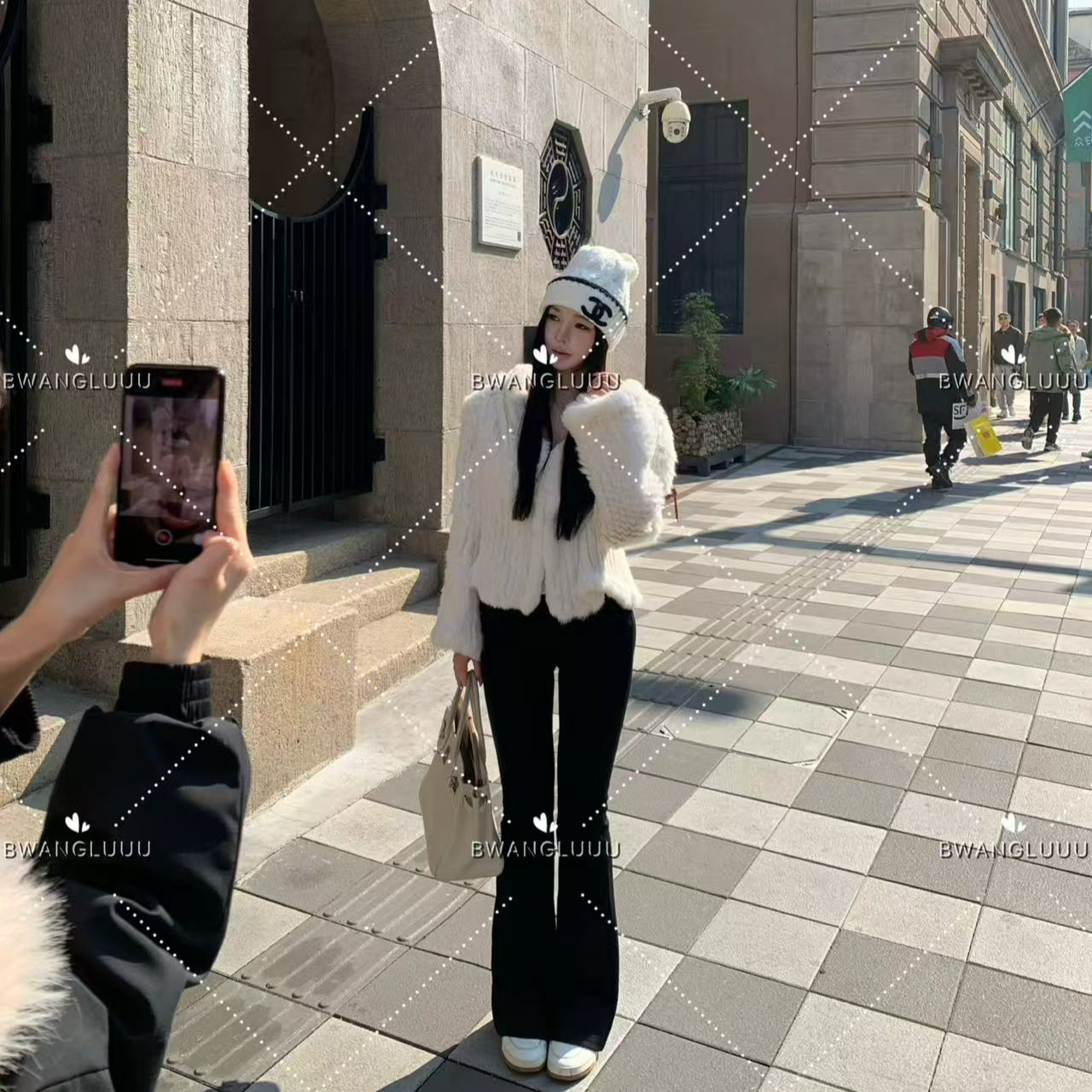 【徐徐啊】长腿攻略-黑色高腰长裤微喇设计师显瘦百搭设计感