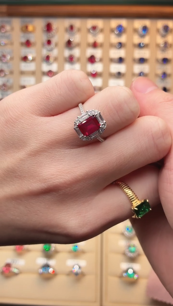 银S925镶嵌戒指红宝石121212121