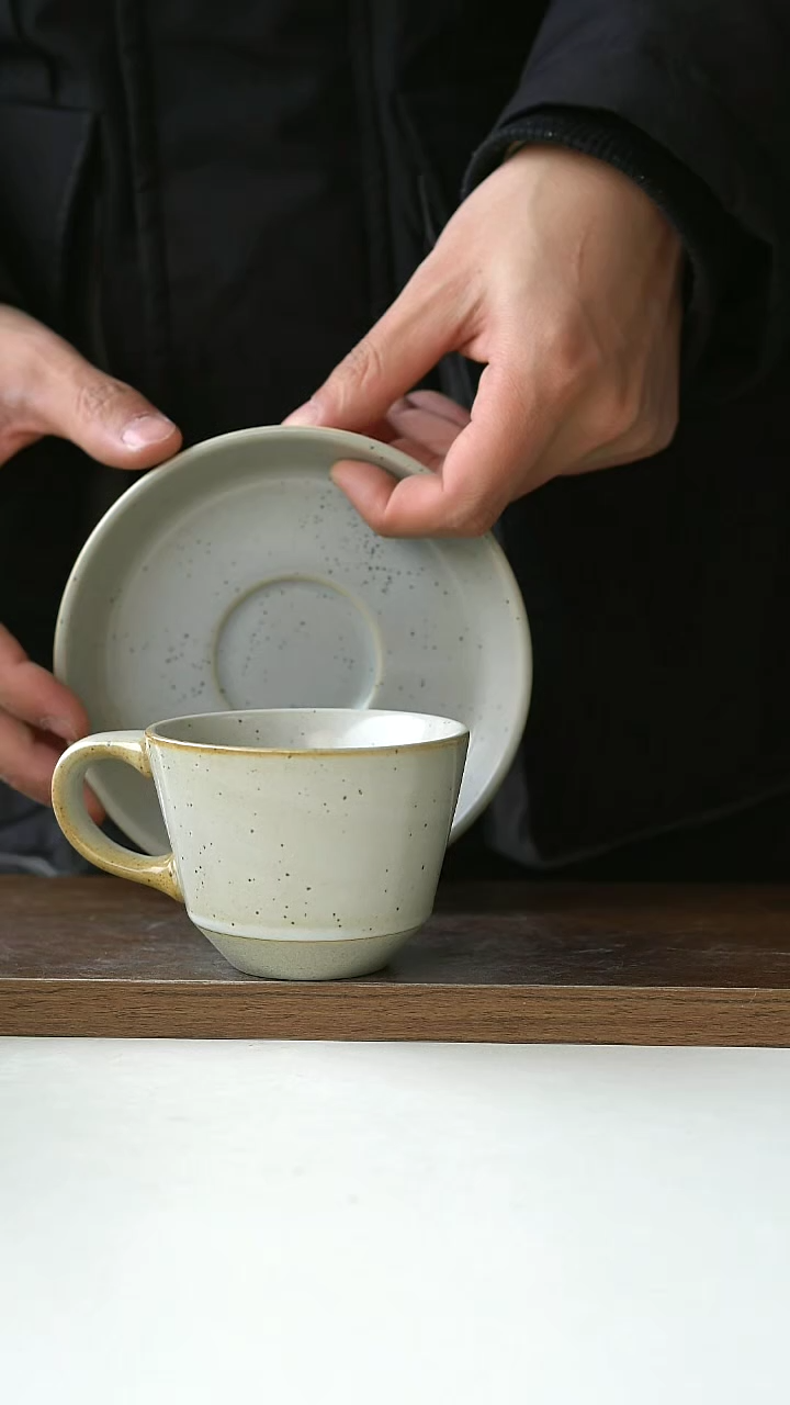 【闪购商品】玻璃出澳洲RG白沙釉咖啡杯碟@4-2@微瑕