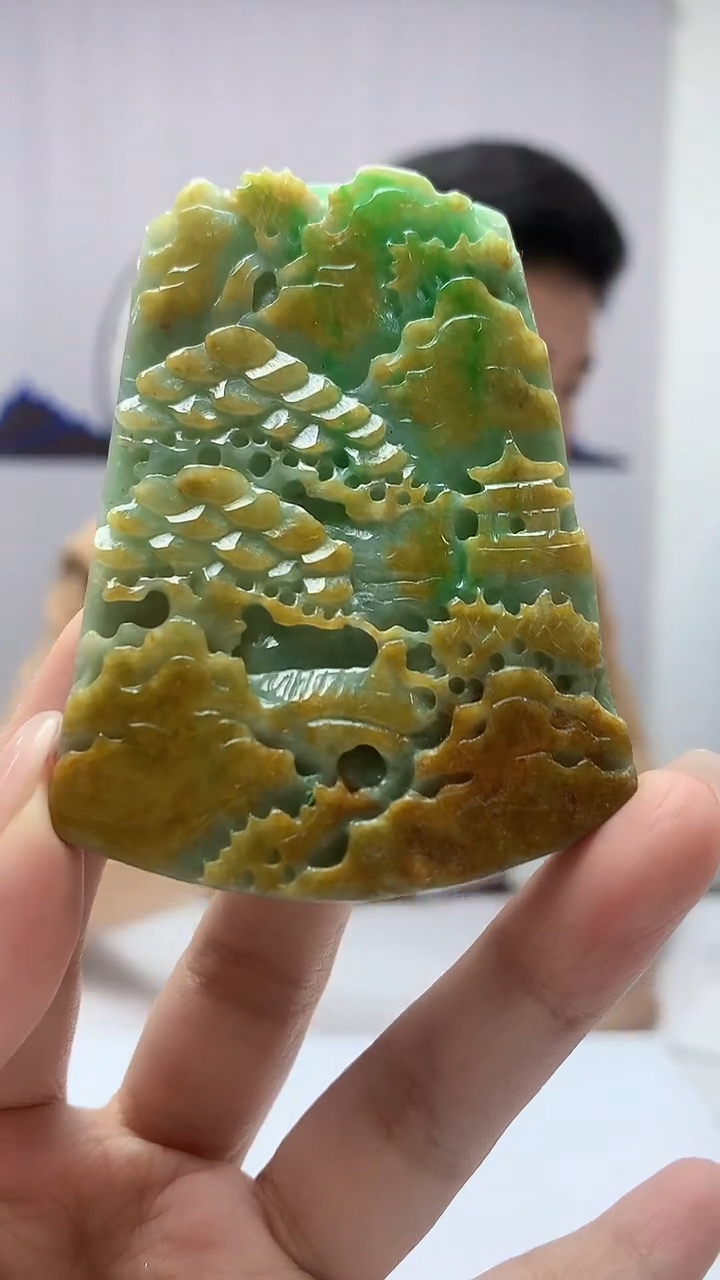 【闪购商品】定制翡翠未镶嵌4917kk-毛货挂件山水27