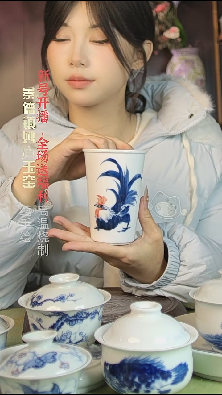 盘陶妙庐玉窑可乐杯微瑕