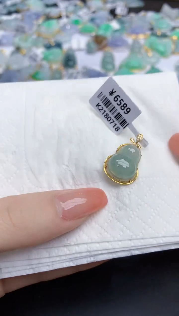 【闪购商品】翡翠颈饰18K金镶嵌天然缅甸翡翠A货