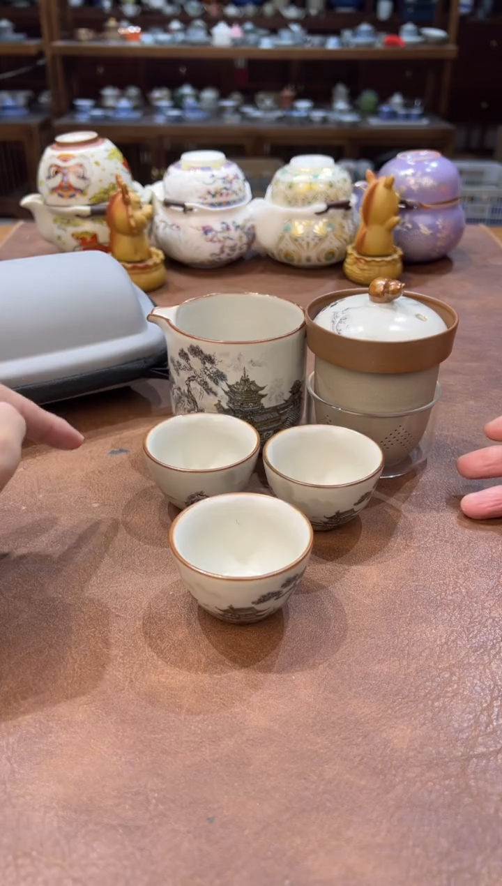 真的很便宜超好看会开片的旅行茶具