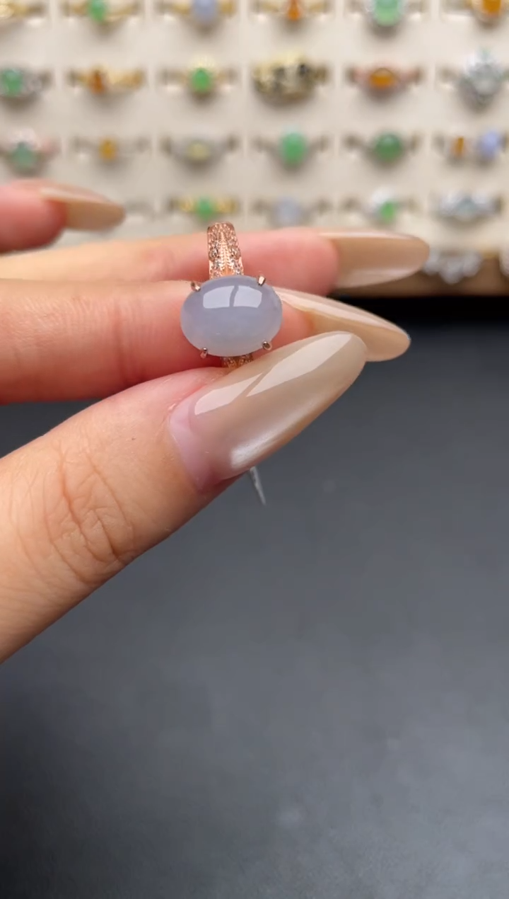 银S925镶嵌戒指翡翠一物一证一礼盒