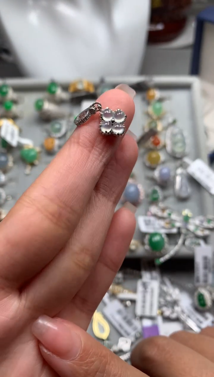 银S925镶嵌戒指翡翠吊坠