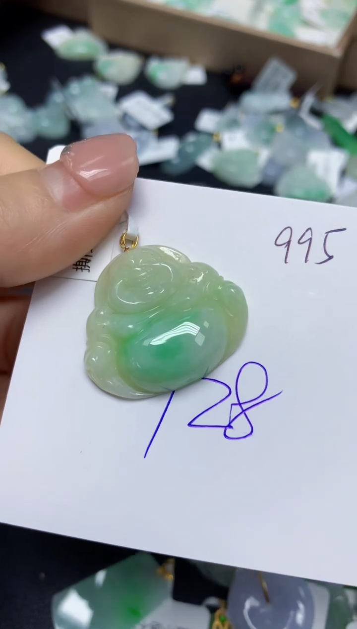 【闪购商品】翡翠挂件18K金镶嵌 天然翡翠A货