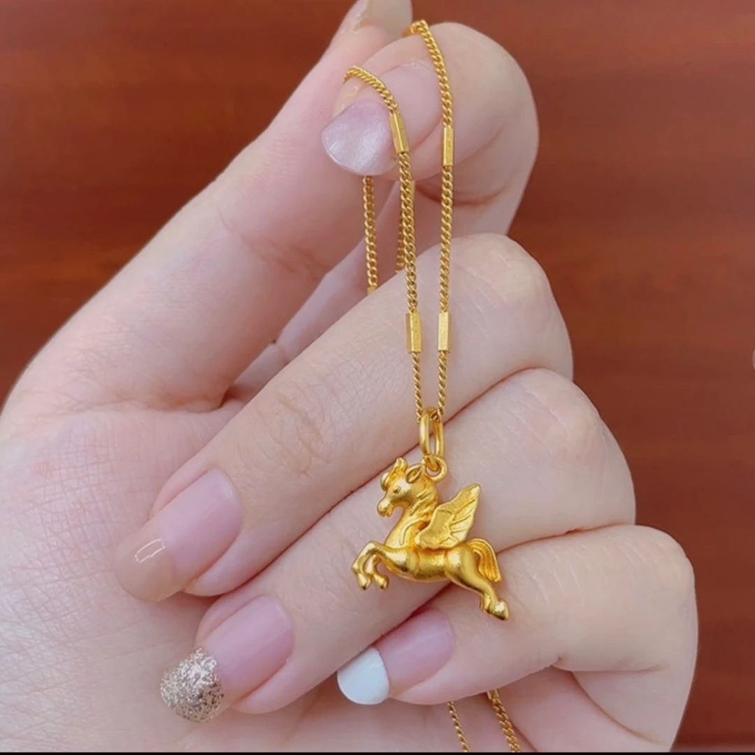 铜合金项链 【星光链+马年吊坠】送四叶草项链时尚马年生肖经典