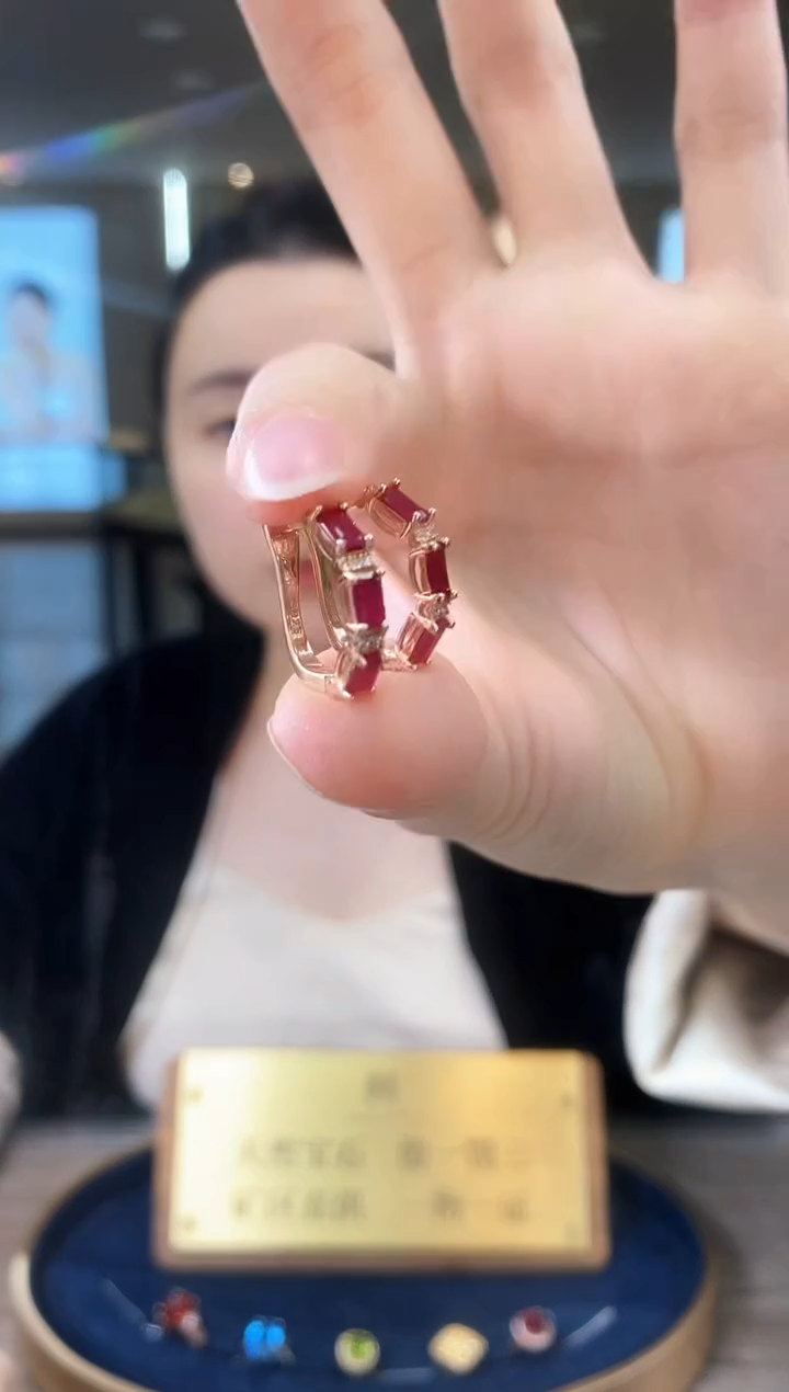 【闪购商品】红宝石耳饰银S925镶嵌09