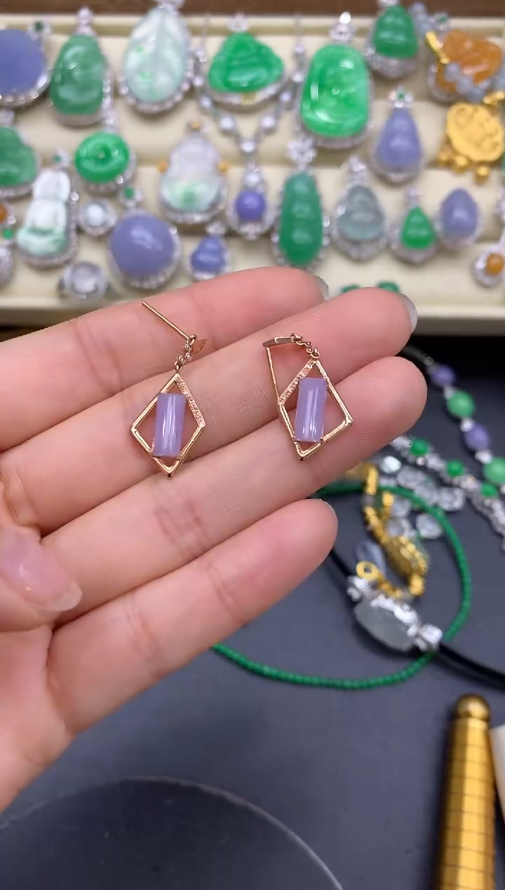 【闪购商品】翡翠耳饰18K金镶嵌310-中国好珍宝