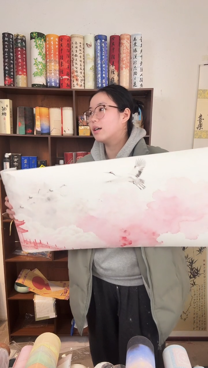 鹧鸪天十米长卷软卡+软卡朱墙十米长卷